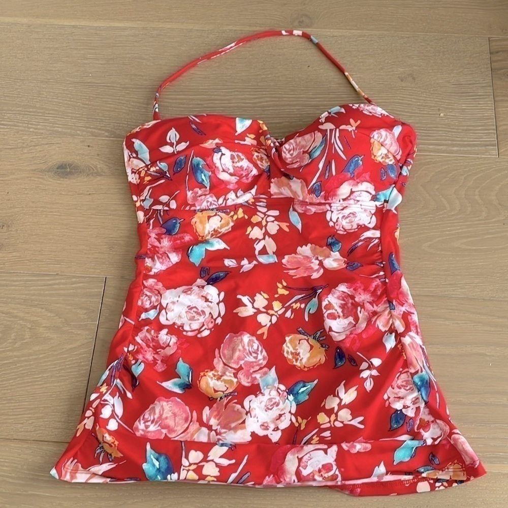 NWT Ralph Lauren Floral Twist Front Bandeau Tummy Control Tankini Top - Picture 3 of 4